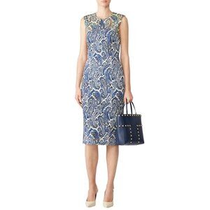 Diane Von Furstenburg Red Blue White Zip Back Dress Sz 4